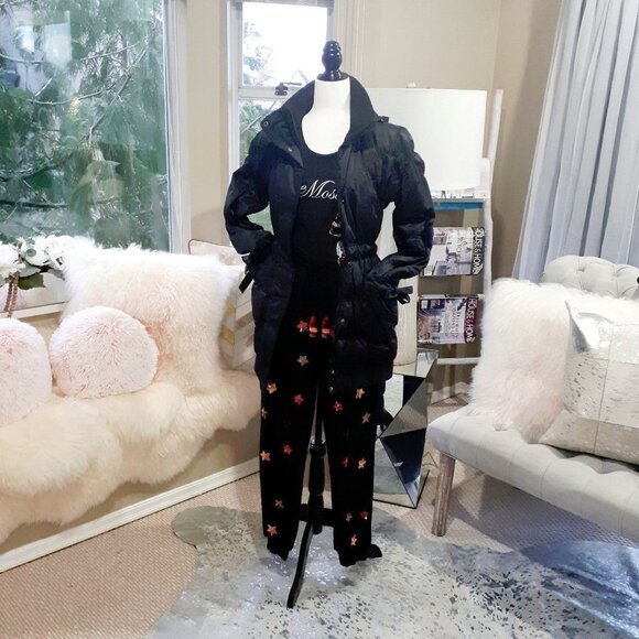 NWT Rococo Sand black sequin star tassel jogger trackpants, XS - Picture 7 of 11